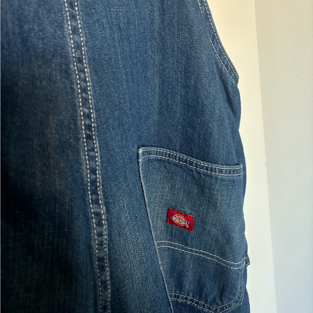 Dickies Women's Dark Blue Denim Short Overalls - Picture 6 of 8